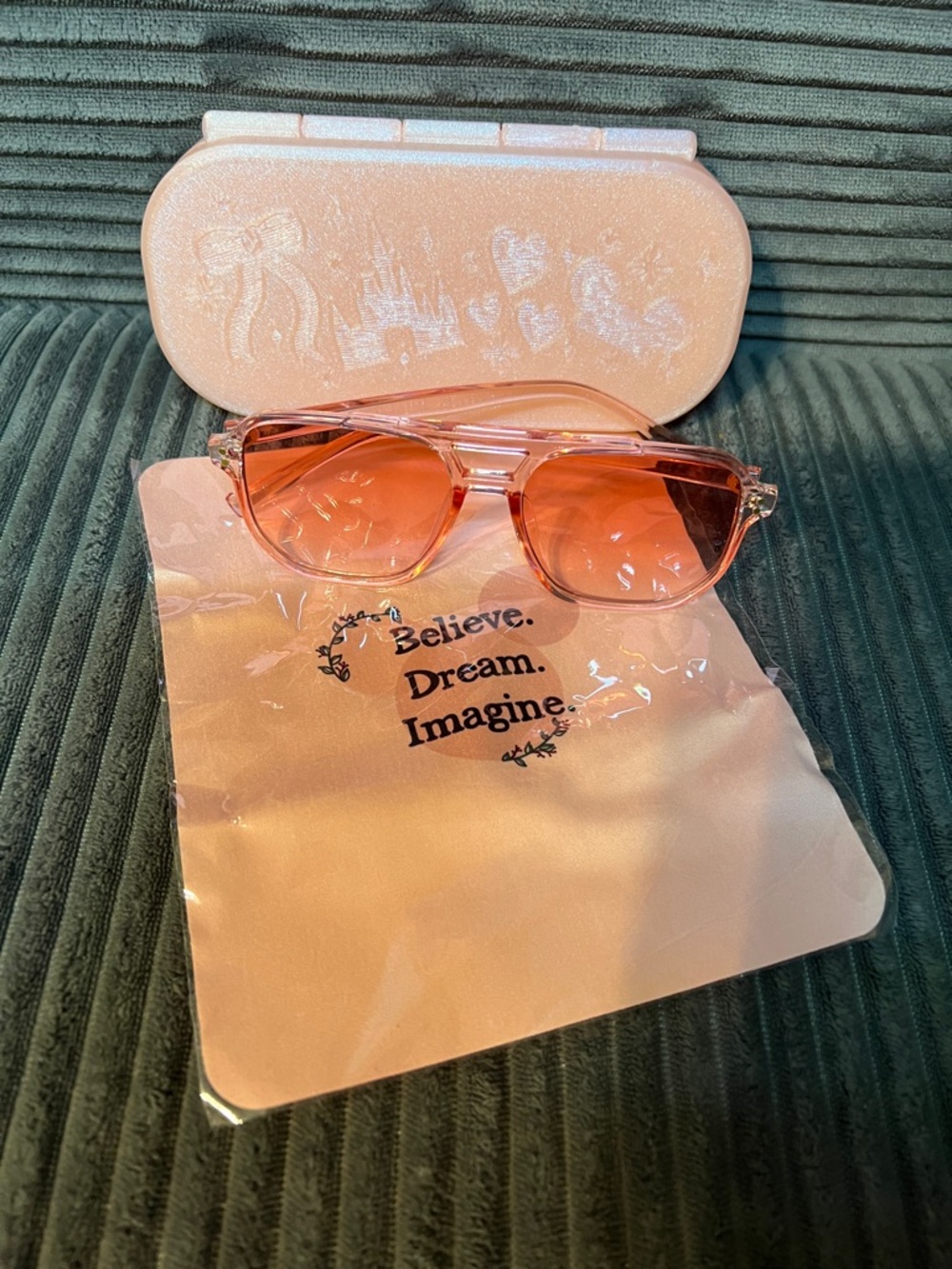 Pink Tinted Fashion Sunglasses with Disney Park Princess Pink Case